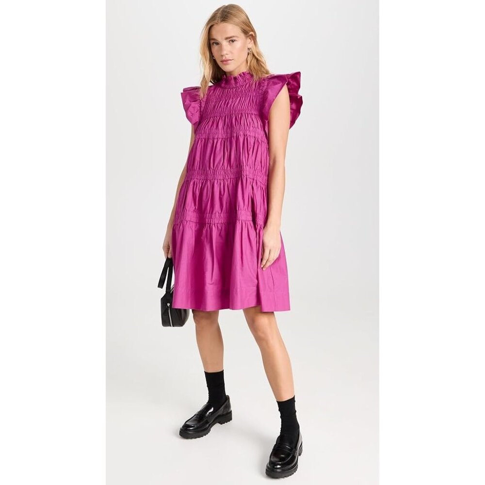 Sea New York Women's Steph Cotton Flutter Sleeve Tunic Dress Size M